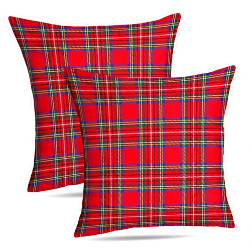Kerton Stork Checkered Pillow Cover 18X18 Pillow Cover Christmas, Red Plaid Pillow Covers Set of 2, Square Decorative Pillow Covers Accent Throw Pillows for Couch Christmas Decorations Home Decor