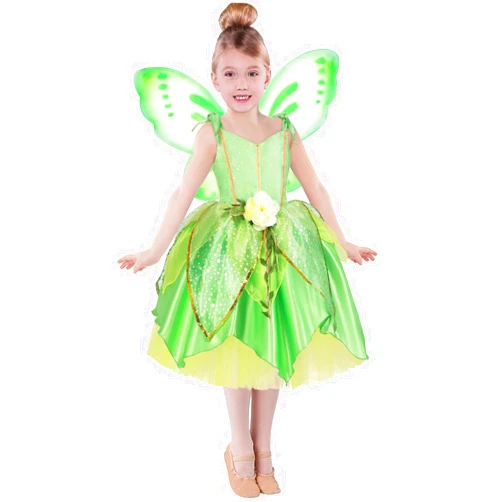 MDYCW Princess Tinker Bell Halloween Costume for Girls, Birthday Party Fairy Dress Up, Special Occasion Dress with Wings