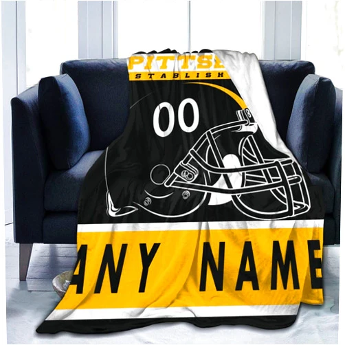 Cybepnk Custom Football Throw Blanket Personalized Decorative Print Couch Bed Tapestry for Memorial Football Team Gift Select Any Name & Any Number p.s, (10388)