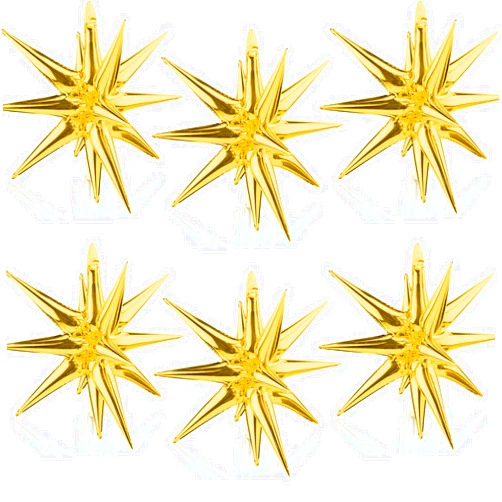 Moukiween 6 Pcs Explosion Star Foil Balloons- 12 Point Star Balloons,Gold Starburst Cone Mylar Balloons Spike Balloons for Party Supplies Christmas Birthday Wedding Baby Shower Photo Booth