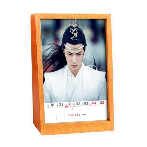 The Untamed 2025 Desk Calendar, Wei Wuxian&Lan Wangji 53-Page Weekly Calendar,Solid Wood Photo Frame (Lan Wangji)