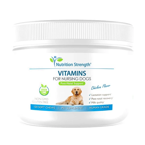Nutrition Strength Vitamins for Nursing Dogs to Support Lactation and Post-Natal Recovery, Promote Milk Quality and Healthy Puppies with Calcium, Phosphorus, Magnesium and Zinc, 120 Soft Chews