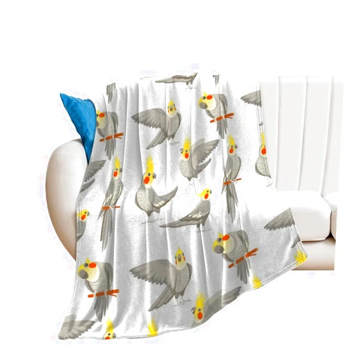 Parrot of Cockatiel Throw Blanket Lightweight Soft Cozy Flannel Velvet Blanket for Couch Sofa Bedroom