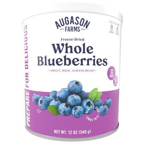 Augason Farms Freeze Dried Whole Blueberries Can, Emergency Food Supply, Everyday Meals, 26 Servings