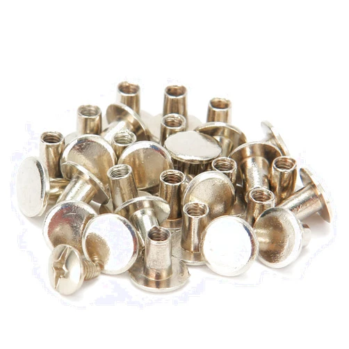 Weebee 100 Sets Chicago Screws for Leathercraft Round Flat Head Metal Buttons Studs Rivets Screwback Spots Nail Rivets for Leather Crafting DIY Belt Bag Shoes Purse Bookbinding 5/16 Inch (Silver)