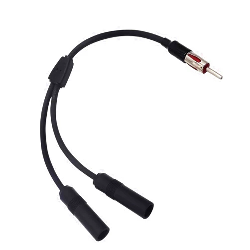 Jokormo Pack-1 Car Antenna Adapter, 1 Male to 2 Female Y Adaptor Connector, Radio Antenna Splitter, Universal for Most Cars, Trucks and Vans (Black)