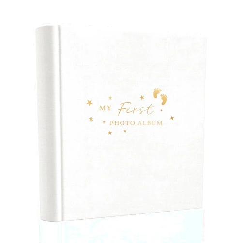 Holoary Baby Photo Album 4x6 100 Photos with Writing Area, 100 Pockets 4x6 Picture Album, Linen Fabric Cover Picture Book for Photos, Baby Photo Albums Hot Stamping Cover(Beige)