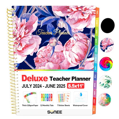 SUNEE Teacher Planner 2024-2025, Deluxe Lesson Planner Book 8.5