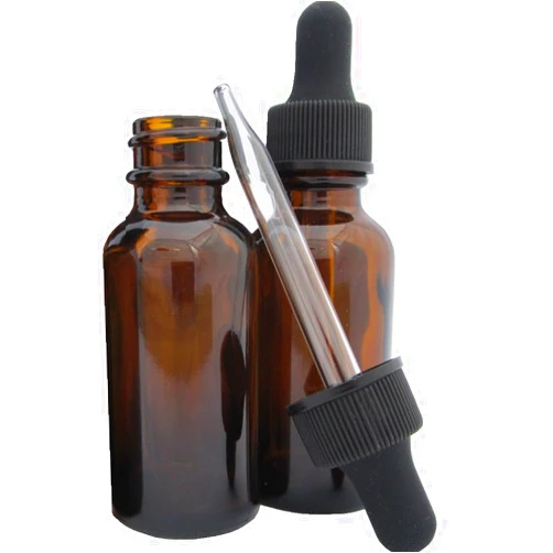 Dropper Stop DropperStop™ 1oz Amber Glass Dropper Bottles (30mL) with Tapered Glass Droppers - Pack of 2