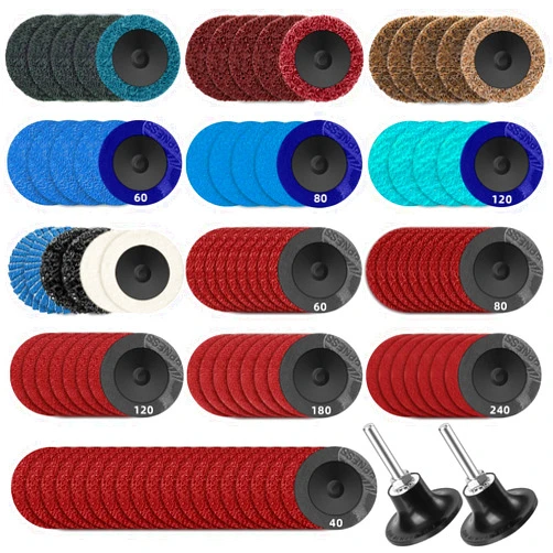 Tanzfrosch 108Pcs Sanding Discs Set 2 inch Quick Change Disc with 1/4 inch Holder Surface Conditioning Disc for Die Grinder Surface Prep Strip Grind Polish Burr Finish Rust Paint Removal