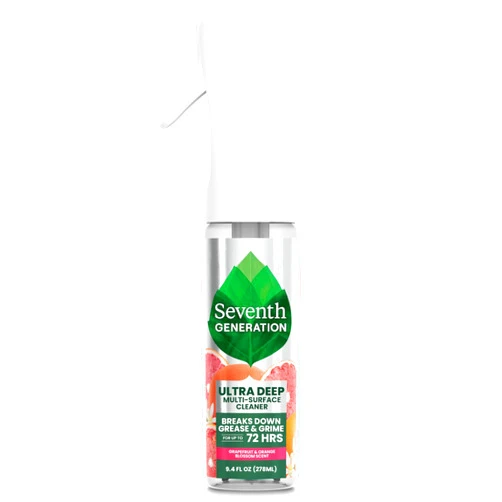 Seventh Generation Ultra Deep Probiotic Multi Surface Cleaner, 9.4 Fl Oz, Grapefruit & Orange, 80% USDA Biobased All Purpose Cleaning Spray, Breaks Down Tough Grease & Grime, Safe for Kids & Pets