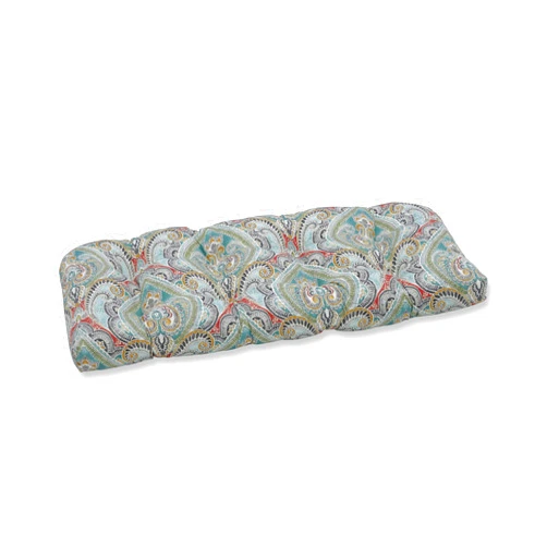 Pillow Perfect Paisley Indoor/Outdoor Sofa Setee Swing Cushion, Tufted, Weather, and Fade Resistant, 19