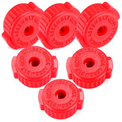Facmogu 6PCS Red Placstic Cymbal Mates, Quick Release Cymbal Nut & Cymbal Mate for Percussion Replacement Kitparts, Quick-fit Cymbals Nut Suitable for 8mm threaded cymbal stands
