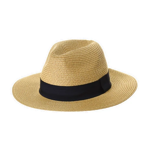 WITHMOONS Fedora Panama Hat Black Banded Wide Brim Cool Summer SL6690