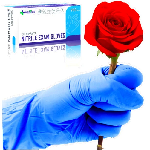 Medtecs Nitrile Gloves Disposable Latex-Free with Chemo-Rated Protection & Breathable Design - 4 Mil Thickness, Ambidextrous, Powder-Free and Over 500% Elongation - All Size & Color Available - 200PC