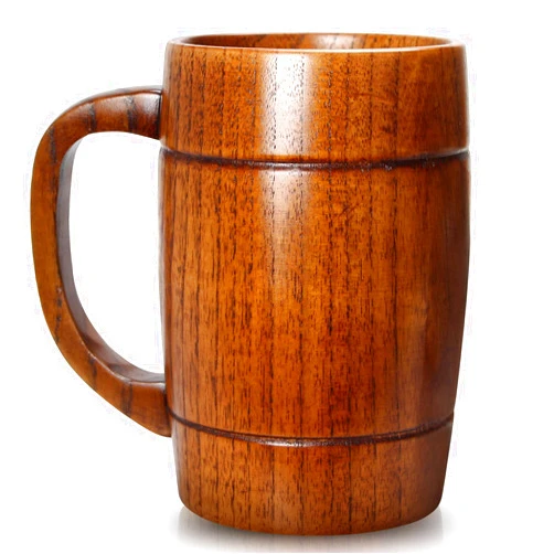 Ayiaren 18 oz Large Wooden Beer Mug Gift Vintage Wood Viking Cup Rustic Cool Wooden Tankard Big Beer Stein Mugs Handmade Unique Coffee Man Mug for Men Him Women Outdoor Camping Tea Cup Unusual Fancy Mugs