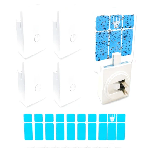 BAIMNOCM Blue Light Bug Catcher Indoor Plug in, Gnat Traps for House, Indoor Fly Trap for Fruit Moth, Mosquito, Flying Insect Catcher, 4 Device+8 Refills
