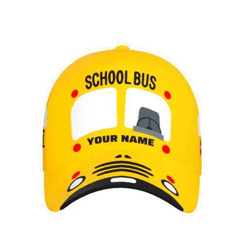 RIAWARME School Bus Driver Trucker Hat Cap for Men Women Custom Text Name Personalized School Caps Adjustable 3D Printing Baseball Cap