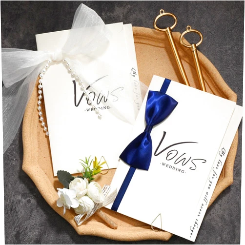 Engrowtic 2 Sets Wedding Vow Cards with Key Shape Pens Bow Tie Vow Booklets for Mrs & Mr Wife Husband Bridal Shower Engagement Gifts Wedding Ceremony Must Have