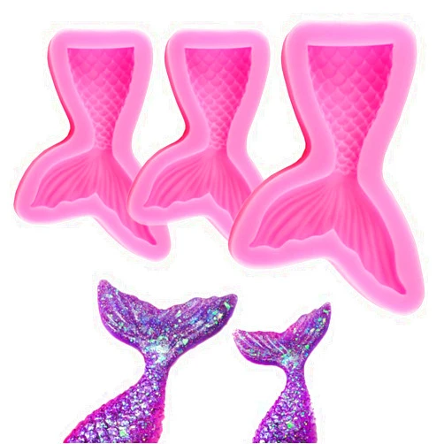 IHUIXINHE Silicone Fondant Cake Molds, IHUIXINHE Non-Stick Chocolate, Jelly, Candy Mold, Cupcake Decoration Tool (Mermaid Tail)