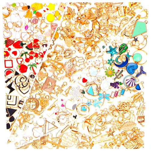 Acejoz 200Pcs Charms for Jewelry Making, Assorted Jewelry Bangle Charms, Wholesale Mixed Bulk Metal Earring Charms for DIY Necklace Bracelet Jewelry Making and Crafting