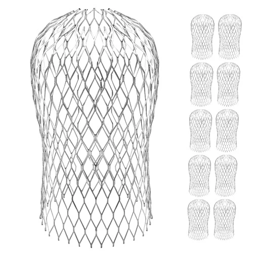 Laicky 10 Pack Gutter Downspout Guards 3.5 Inch Adjustable Aluminium Filter Strainer, Expandable Gutter Strainer for Preventing Blockage Leaves Debris Drain Net Cover Gardening Tools
