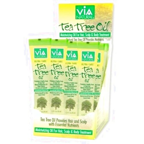 Via Natural Lot of 12 Tubes (One Dozen) Via Tea Tree Oil Moisturizing Oil for Hair Scalp & Body 1.5 fl oz each