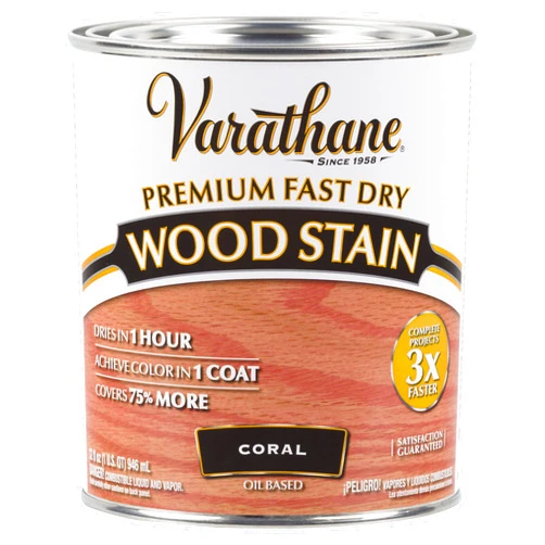 Varathane 307413 Premium Fast Dry Wood Stain, Quart, Coral