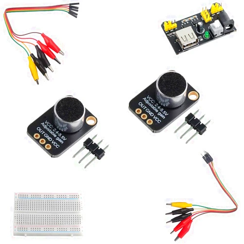 DIYmalls MAX4466 Electret Microphone Amplifier + Breadboard Jumper Wire Alligator Clip Cable