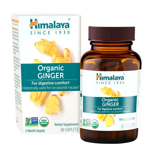 Himalaya Organic Ginger Supplement Equivalent to 4,766 mg of Ginger Powder for Nausea, Gas and Occasional Upset Stomach, 2 Month Supply, 60 Caplets
