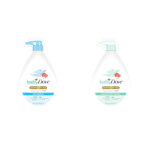Baby Dove Sensitive Skin Care Baby Wash Rich & Fragrance Free Moisture For Baby Bath Time Tear-Free Hypoallergenic 34 oz (2 Pack)