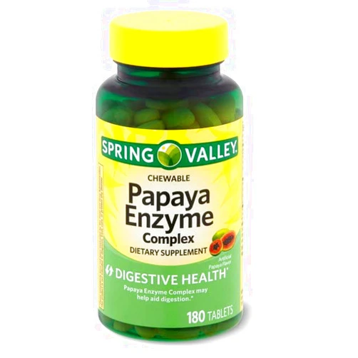 Spring Valley Spring - Valley Papaya Enzyme Complex Tablets - 180 Chewable Tablets Pack of 2 180 Count (Pack of 2)