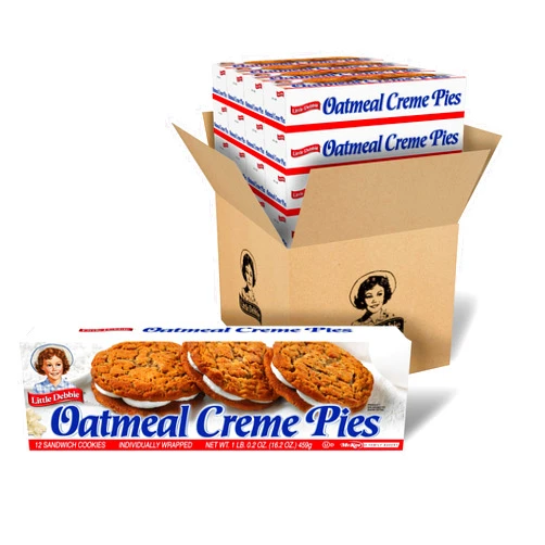 Little Debbie Oatmeal Creme Pies, 192 Soft Oatmeal Cookies with Creme (16 Boxes)