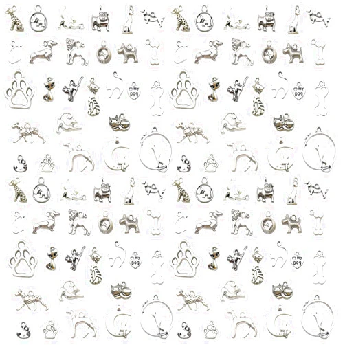 Sailanzi 81pcs Alloy antique silver cat and dog series Pendant Jewelry Making DIY Keychain Earrings Pendant Various Design Charms for Jewelry Making Bracelets Necklace (M293)