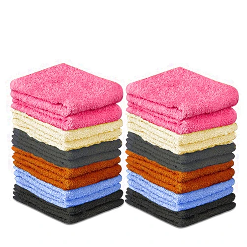 QUBA LINEN 100% Cotton - Wash Cloth Set - Pack of 24, Flannel Face Cloths, Highly Absorbent and Soft Feel Fingertip Towels (Multi Color, 12x12 Pack of 24)