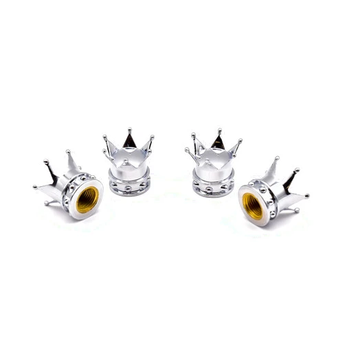 Elektroplate Crown Shiny Chrome Universal Valve Caps