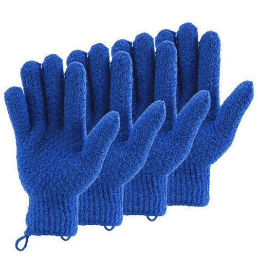 Cleedy 2 Pairs Bath Exfoliating Gloves for Men and Women – CLEEDY 4 Pcs Heavy and Large Exfoliating Gloves Scrubbing for Shower, Spa, Massage - Scrub Exfoliating Mitts for Body, Face, Hand and Foot (Blue)