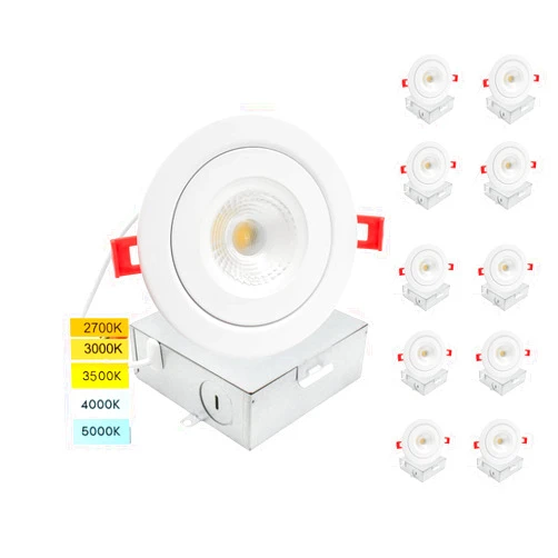 WEGO LIGHTING 4 inch 10Pack Gimbal LED Recessed Light Directional Adjustable Eyeball,9W 700LM, 2700K/3000K/3500K/4000K/5000K,Dimmable Downlight,Air Tight, IC Rated, ETL Certification