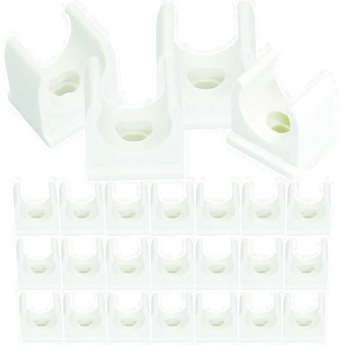 LYMGS for 16mm Plastic Pipe Clip, 5/8 Inch Pipe Hard PVC Plastics Clamps, NEED TO PUSH HARD TO INSTALL, Pack of 25 White