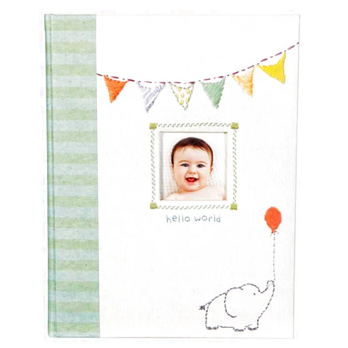 C.R. Gibson B2-12683 Elephant 'Hello World' First Five Years Unisex Memory Baby Book, 64pgs, 10'' W x 11.75'' H