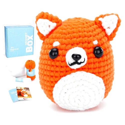 Cudroza Crochet Kit for Beginners Starter - Shiba Inu Crochet Kits with Step-by-Step Video Tutorials and Yarns, Hook, Accessories, Birthday DIY Handmade Craft Gift for Adults and Kids(30%+ Yarn)