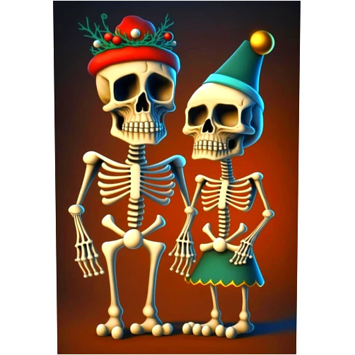 OUJIAKITS DIY 5D Diamond Art Painting Kits Christmas Skeletons 14X20 Inch for Adults,Round Full Drill Crystal Rhinestone Embroidery for Home Wall Decoration and Gift Options.
