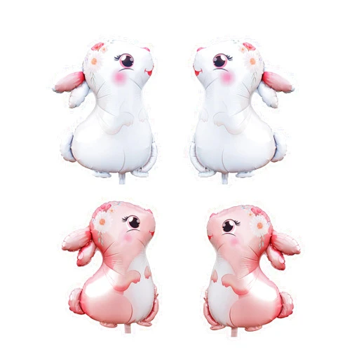 CSTYWC 4PCS Large Bunny Foil Balloon Rabbit Balloons Bunny Party Decorations Animal Mylar Balloons for Birthday Spring Woodland Themed Party Baby Shower Party Supplies