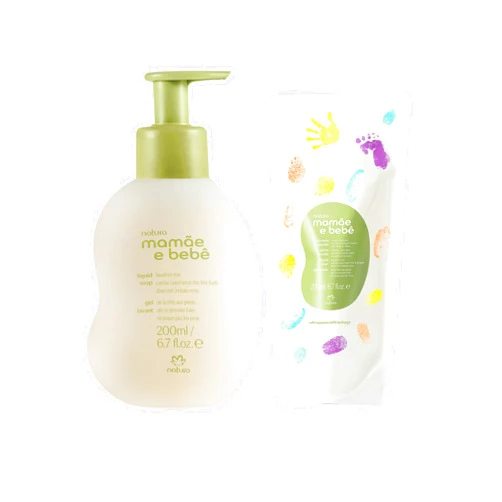 natura Mamãe e Bebê Head-To-Toe Baby Liquid Soap 200 ml + Liquid Soap Refill 200 ml Bundle