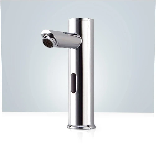 Fontanashowers Fontana Showers Solo Commercial Automatic Touchless Sensor Faucet - FS-509N Contemporary Style Deck Mount Solid Brass Without Mixer Cold Water Sensor Faucet - Chrome Finish
