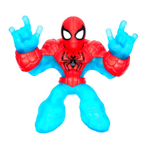 Heroes of Goo Jit Zu Glow Surge, Stretch and Glow Spider-Man, Super Stretchy Goo Filled Marvel Superhero Spider-Man with The Power to Glow-in-The-Dark, Stretch Him 3 Times his Size, Collect Them All