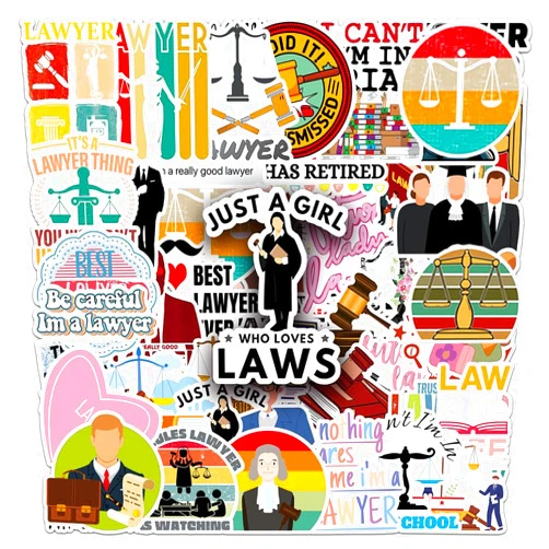 JUJUMAY Lawyer Stickers |50Pcs Attorney Waterproof Vinyl Decals for Water Bottles Laptop Luggage Cup Mobile Phone Computer Skateboard Refrigerator Wardrobe Guitar Car Motorcycle Bike Décor