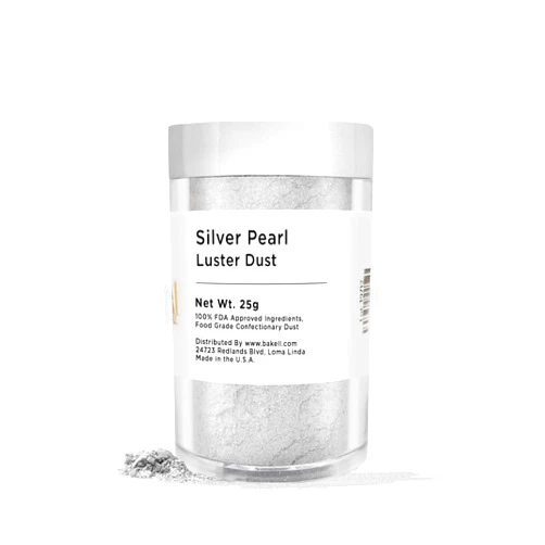 Bakell Nu Silver BAKELL Edible Luster Dust & Paint | LUSTER DUST | KOSHER Certified | Halal Certified Paint, Powder & Dust | 100% Edible & Food Grade| Cakes, Vegan Paint & Dust (25g, Nu Silver)
