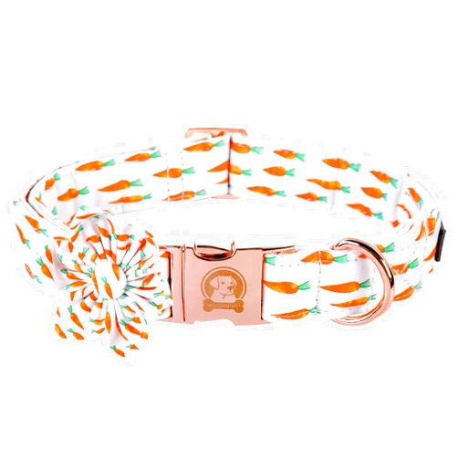 MR.CHUBBYFACE MR. CHUBBYFACE Easter Dog Collar Cute Carrot Dog Collar Bowtie Flower Dog Collar Girl Boy Dog Collar for Small Medieum Large Dogs