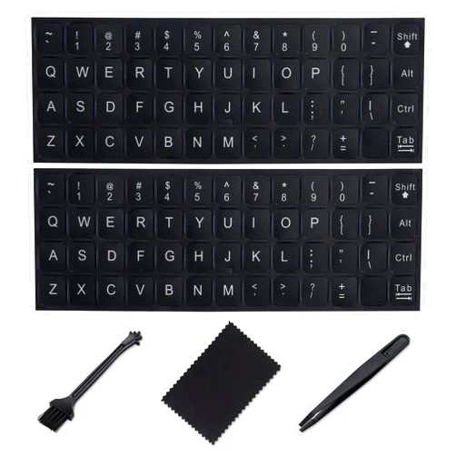 Softamm English Keyboard Stickers[5 in 1],Replacement English Keyboard Sticker with White Font on Black Background Universal for Laptop Desktop Computer,Matte English Keyboard Alphabet Sticker